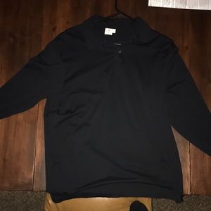 Sunspel Black Long Sleeve Polo Shirt